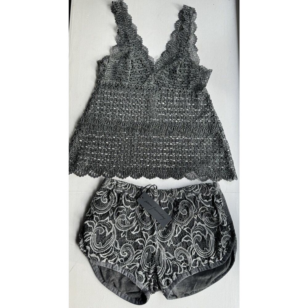 Vintage Ann Ferriday Distressed Lace 2 Piece Set Cami And Shorts W/ Tags S/M